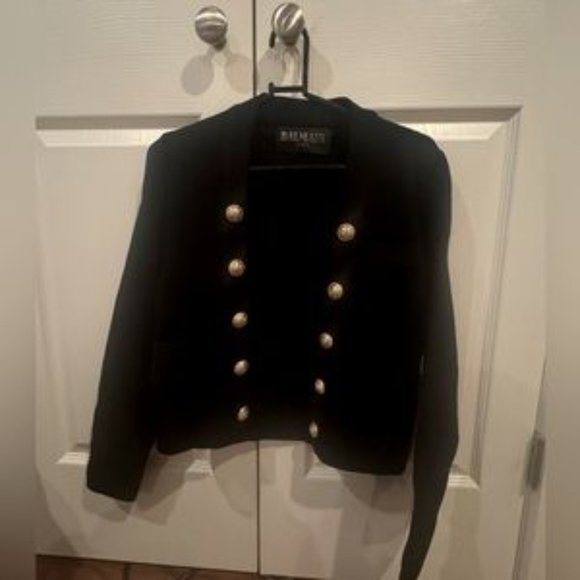 BALMAIN open front black heavy knit sweater - Picture 2 of 7